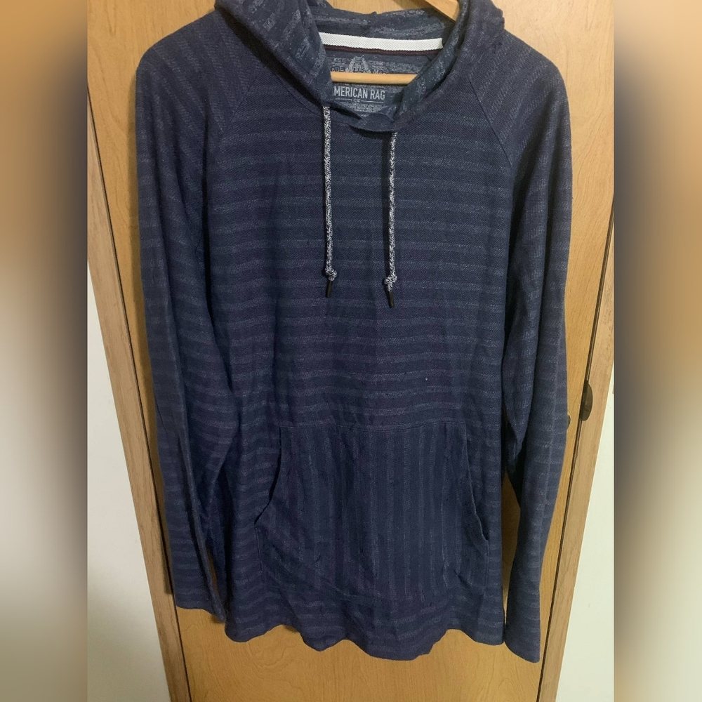 American Rag Men's Blue Striped Hoodie